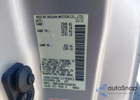 2013 Nissan Altima 2.5 S z USA, uszkodzony, nr VIN 1N4AL2EPXDC179901